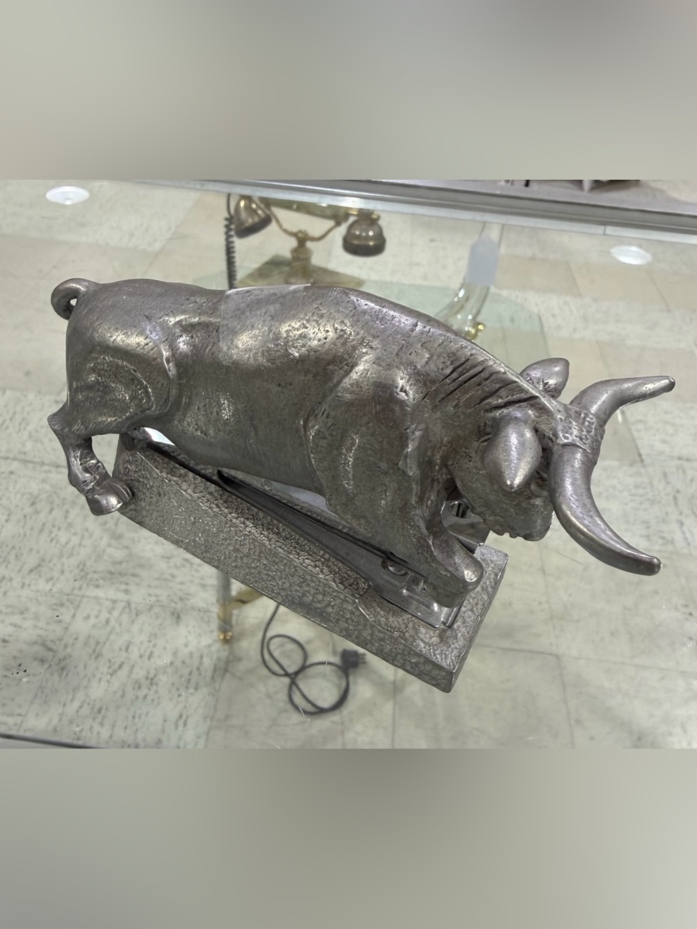 Jac Zagoory Designs Pewter Charging Bull Stapler Vintage Rare Office